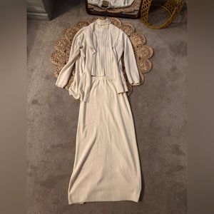 Vintage Blushe Impressions Cream Merino Wool Skirt and Top Set Size M